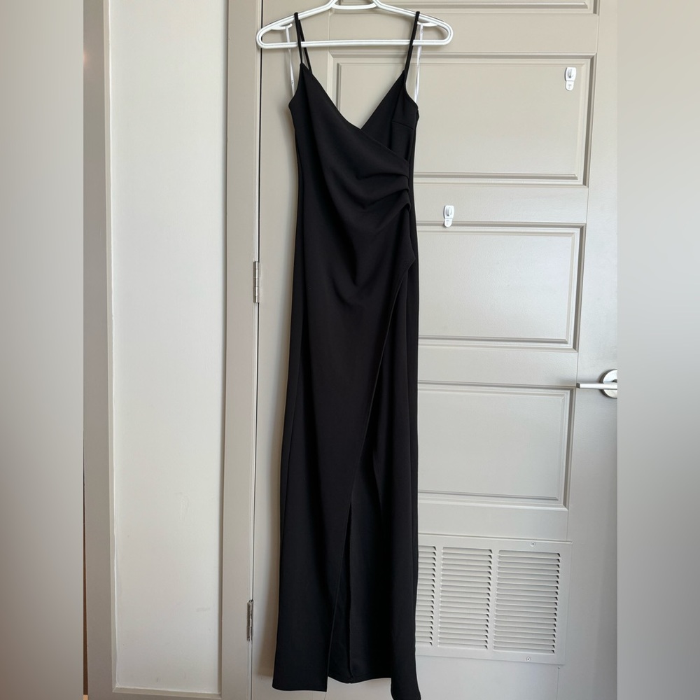 Lulus Sweetest Admirer Black Ruched Surplice Maxi Dress